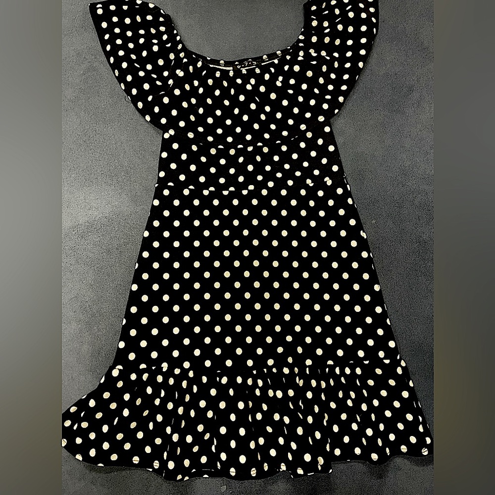 Black dress with polka dots